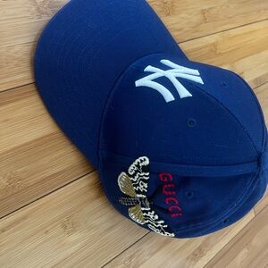 Gucci Navy Cap with White and Red Accents